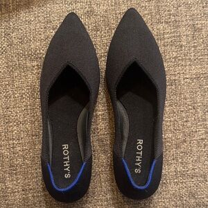 Rothy's Black Flats with Blue Accent